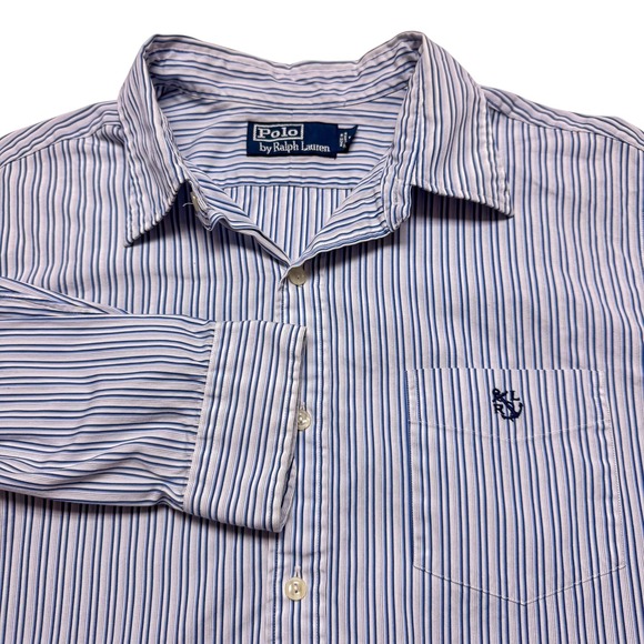 Polo by Ralph Lauren Other - Polo Ralph Lauren‎ Shirt Mens Large Blue Stripe Anchor Nautical Button Down Work